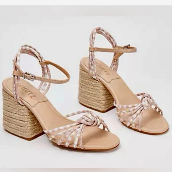 SCHUTZ Shoes - New Schutz Dahra Knotted Print Fabric Block Heel Espadrille Sandals